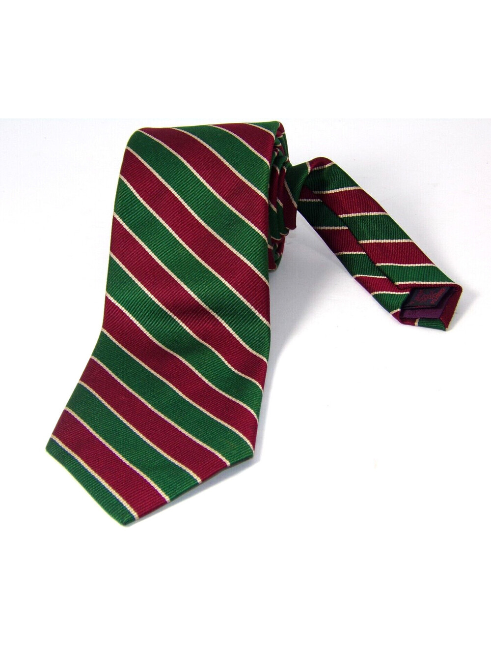 04-Vintage rooster Repp  TIE Green Burgundy White 3in ×55.